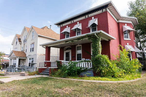 red Safe Place house in Cedar Rapids